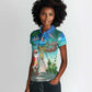 Afro Christmas in Mayotte Women Polo Shirt Santa Chill on Tropical Beach - African Pride