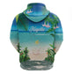Afro Christmas in Mayotte Zip Hoodie Santa Chill on Tropical Beach - African Pride