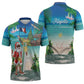 Mayotte Christmas Zipper Polo Shirt Santa Chill on Tropical Beach