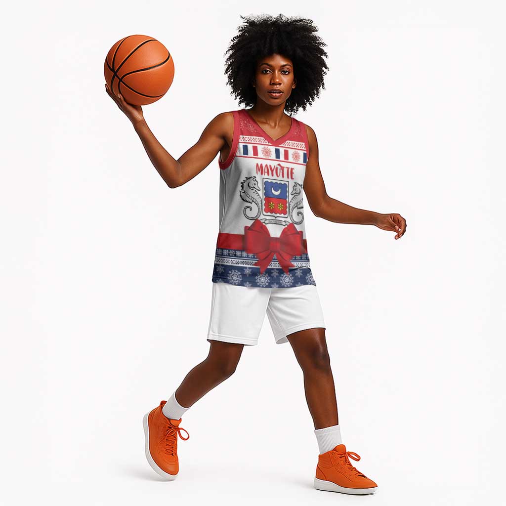 Afro Christmas in Mayotte Personalized Basketball Jersey Joyeux Noel - African Pride