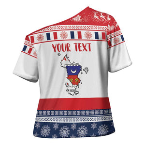 Personalized Mayotte Christmas Cross Shoulder Shirt Joyeux Noel