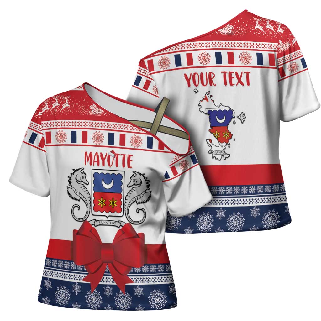 Personalized Mayotte Christmas Cross Shoulder Shirt Joyeux Noel