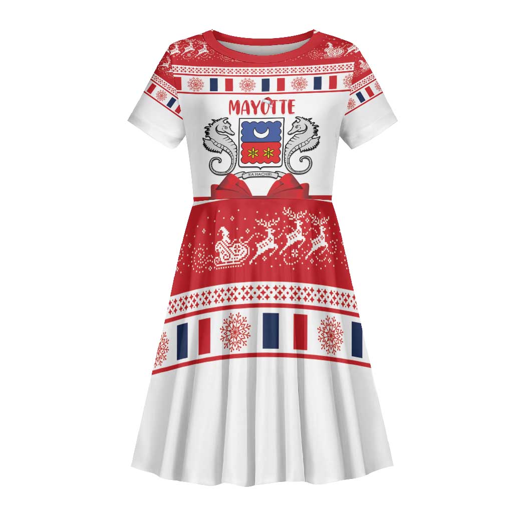 Afro Christmas in Mayotte Personalized Kid Short Sleeve Dress Joyeux Noel - African Pride