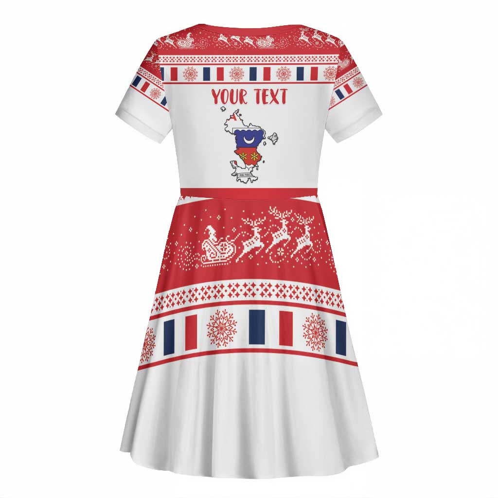 Afro Christmas in Mayotte Personalized Kid Short Sleeve Dress Joyeux Noel - African Pride