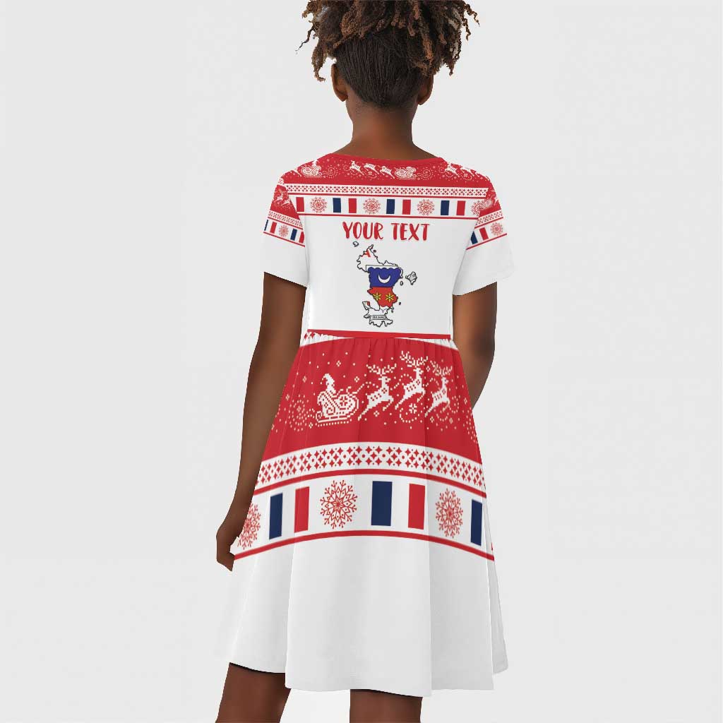 Afro Christmas in Mayotte Personalized Kid Short Sleeve Dress Joyeux Noel - African Pride