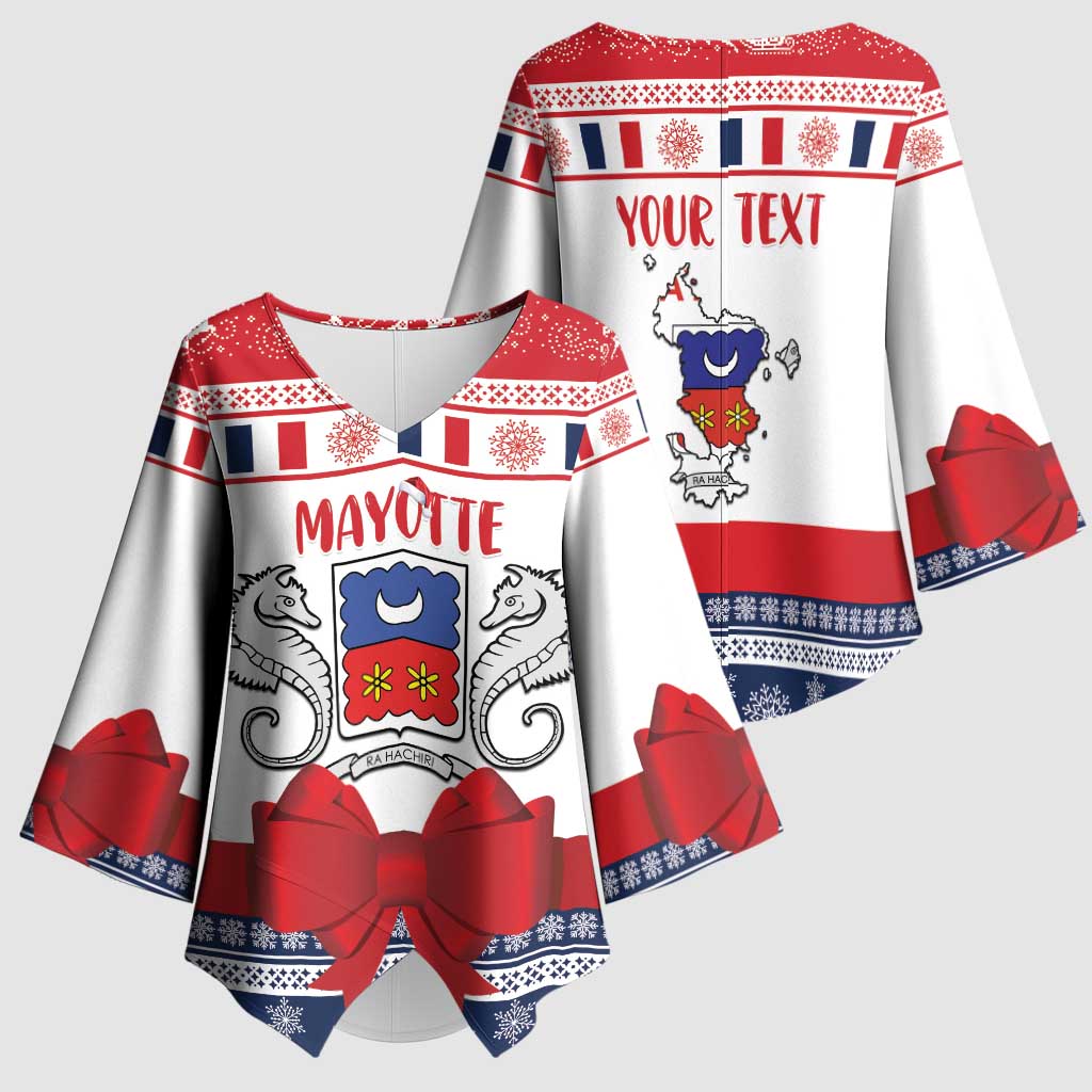 Personalized Mayotte Christmas Kimono Sleeve Blouse Joyeux Noel