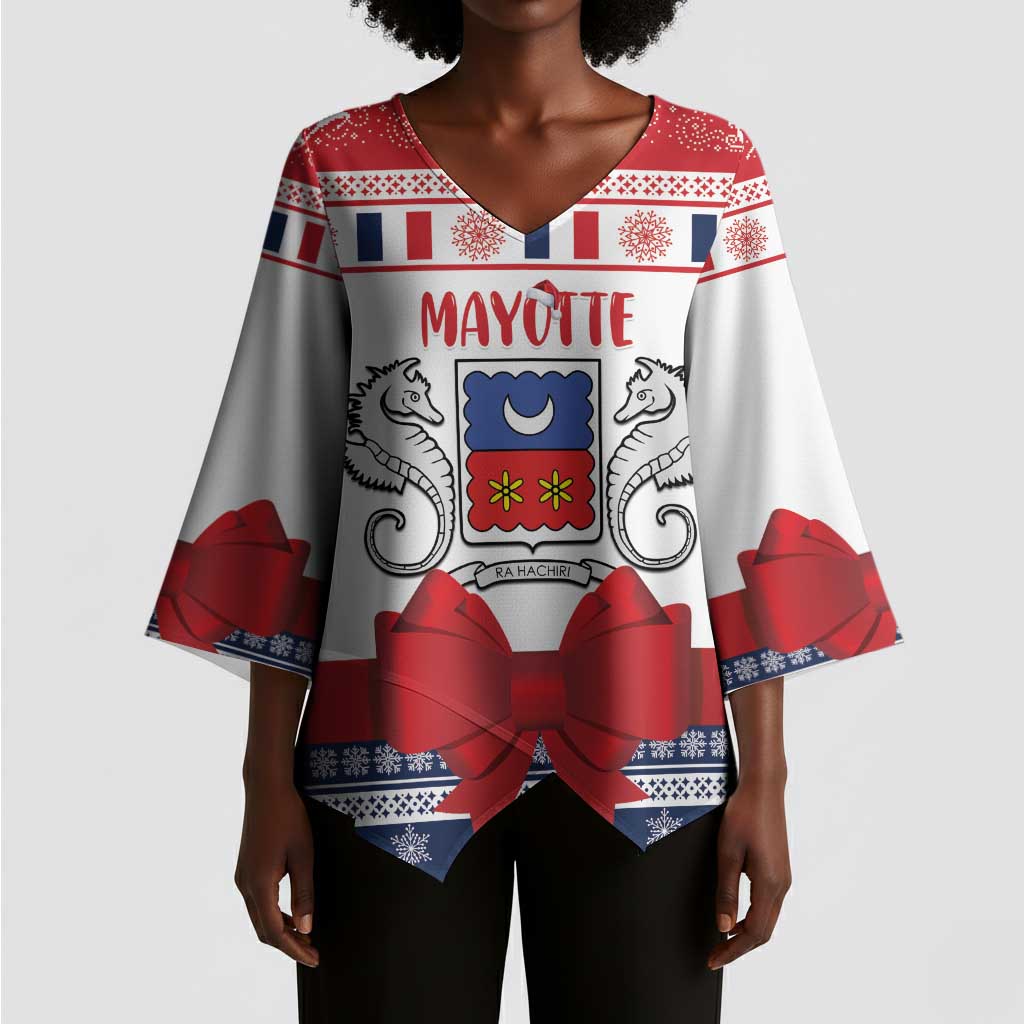 Personalized Mayotte Christmas Kimono Sleeve Blouse Joyeux Noel