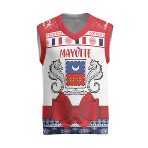 Afro Christmas in Mayotte Personalized Christmas Knitted V-Neck Vest Joyeux Noel - African Pride