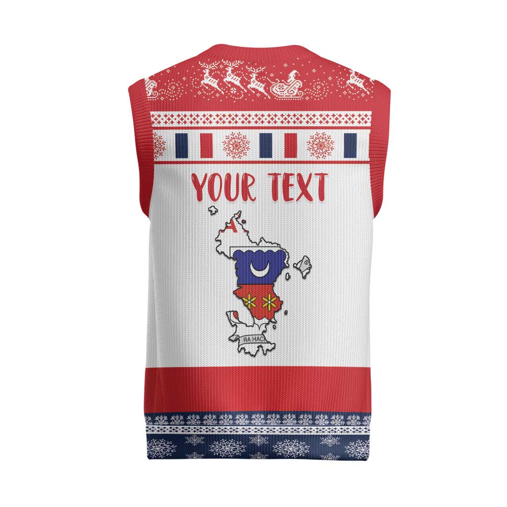 Afro Christmas in Mayotte Personalized Christmas Knitted V-Neck Vest Joyeux Noel - African Pride