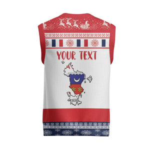 Afro Christmas in Mayotte Personalized Christmas Knitted V-Neck Vest Joyeux Noel - African Pride