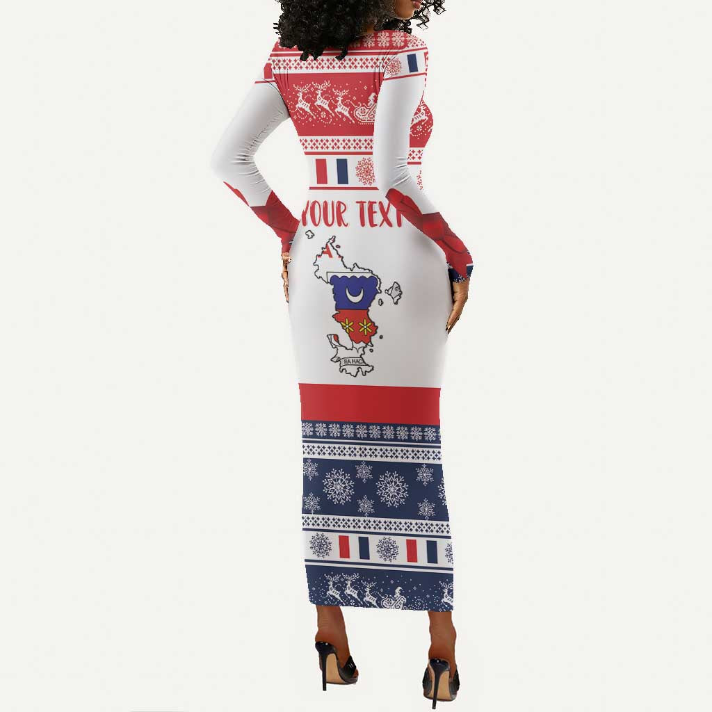 Afro Christmas in Mayotte Personalized Long Sleeve Bodycon Dress Joyeux Noel - African Pride