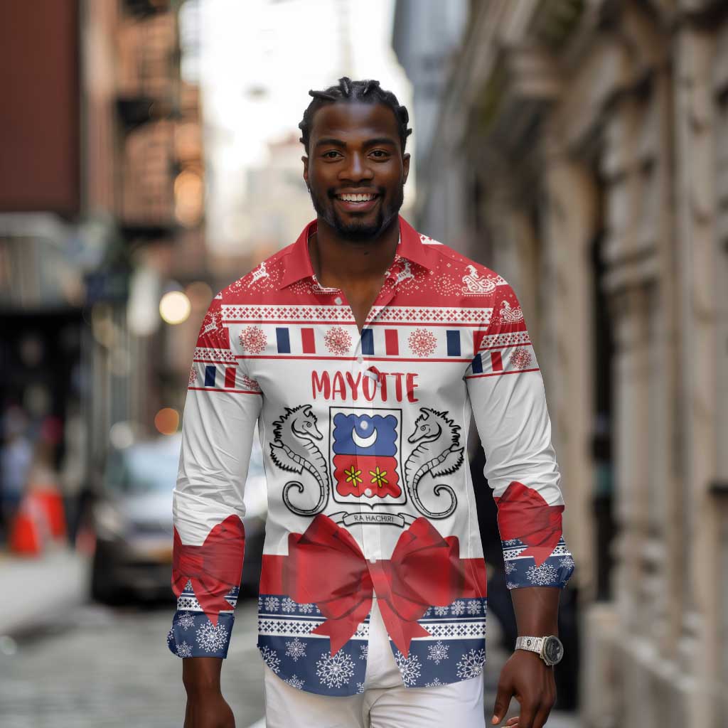 Afro Christmas in Mayotte Personalized Long Sleeve Button Shirt Joyeux Noel - African Pride