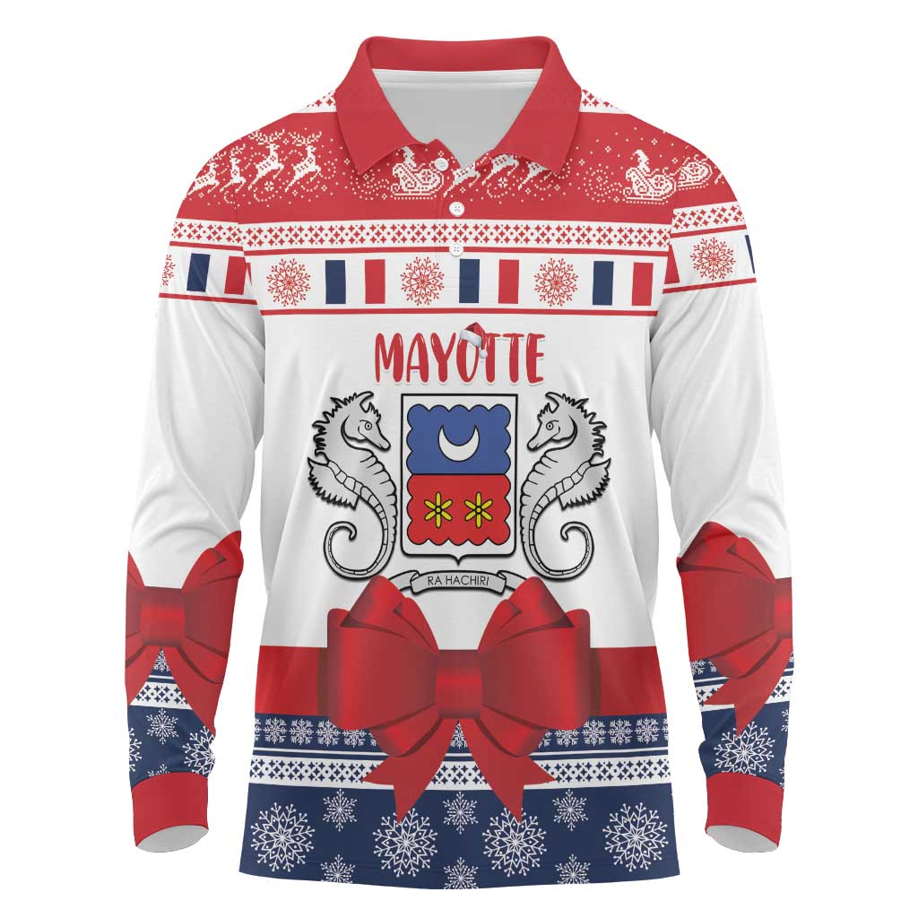 Afro Christmas in Mayotte Personalized Long Sleeve Polo Shirt Joyeux Noel - African Pride