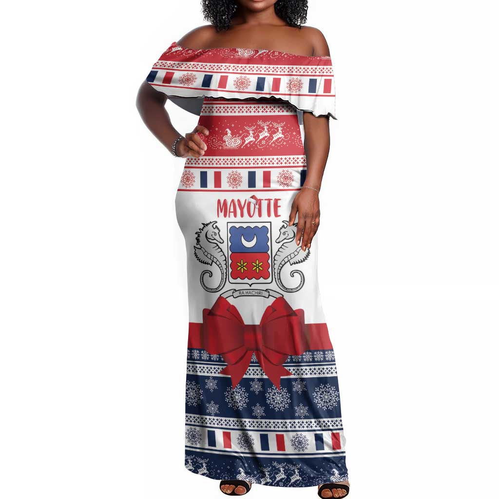 Afro Christmas in Mayotte Personalized Off Shoulder Maxi Dress Joyeux Noel - African Pride