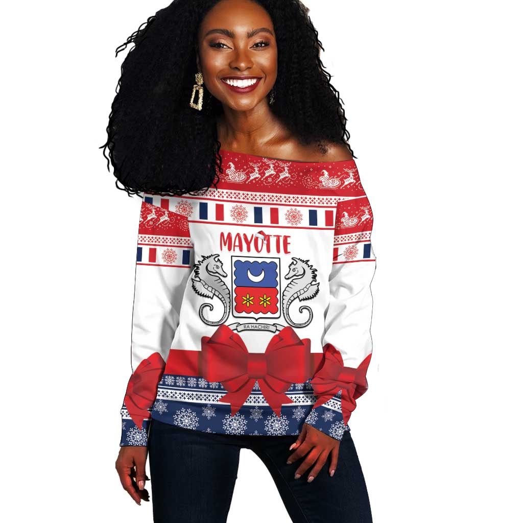 Afro Christmas in Mayotte Personalized Off Shoulder Sweater Joyeux Noel - African Pride