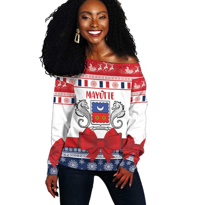 Afro Christmas in Mayotte Personalized Off Shoulder Sweater Joyeux Noel - African Pride