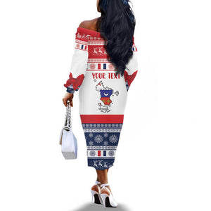 Afro Christmas in Mayotte Personalized Off The Shoulder Long Sleeve Dress Joyeux Noel - African Pride