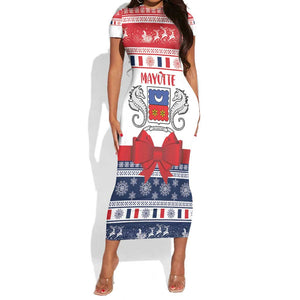 Afro Christmas in Mayotte Personalized Short Sleeve Bodycon Dress Joyeux Noel - African Pride