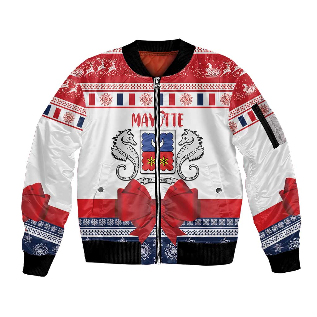 Afro Christmas in Mayotte Personalized Sleeve Zip Bomber Jacket Joyeux Noel - African Pride