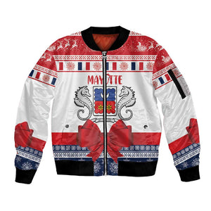 Afro Christmas in Mayotte Personalized Sleeve Zip Bomber Jacket Joyeux Noel - African Pride