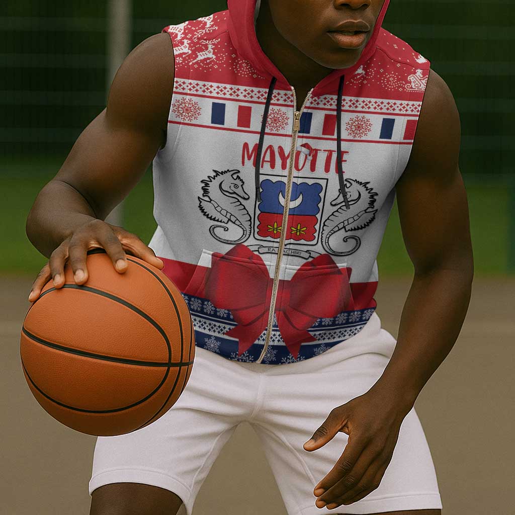 Afro Christmas in Mayotte Personalized Sleeveless Zip Hoodie Joyeux Noel - African Pride
