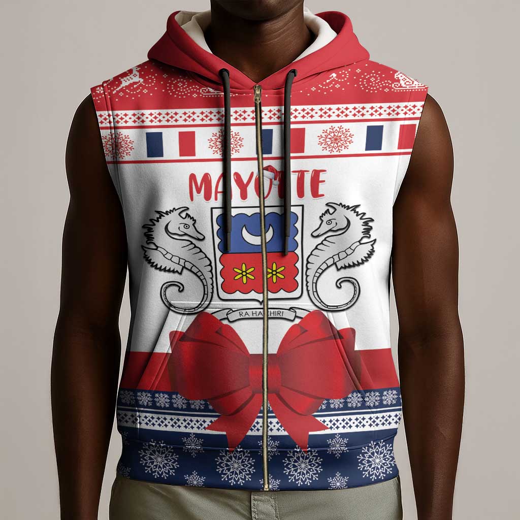 Afro Christmas in Mayotte Personalized Sleeveless Zip Hoodie Joyeux Noel - African Pride