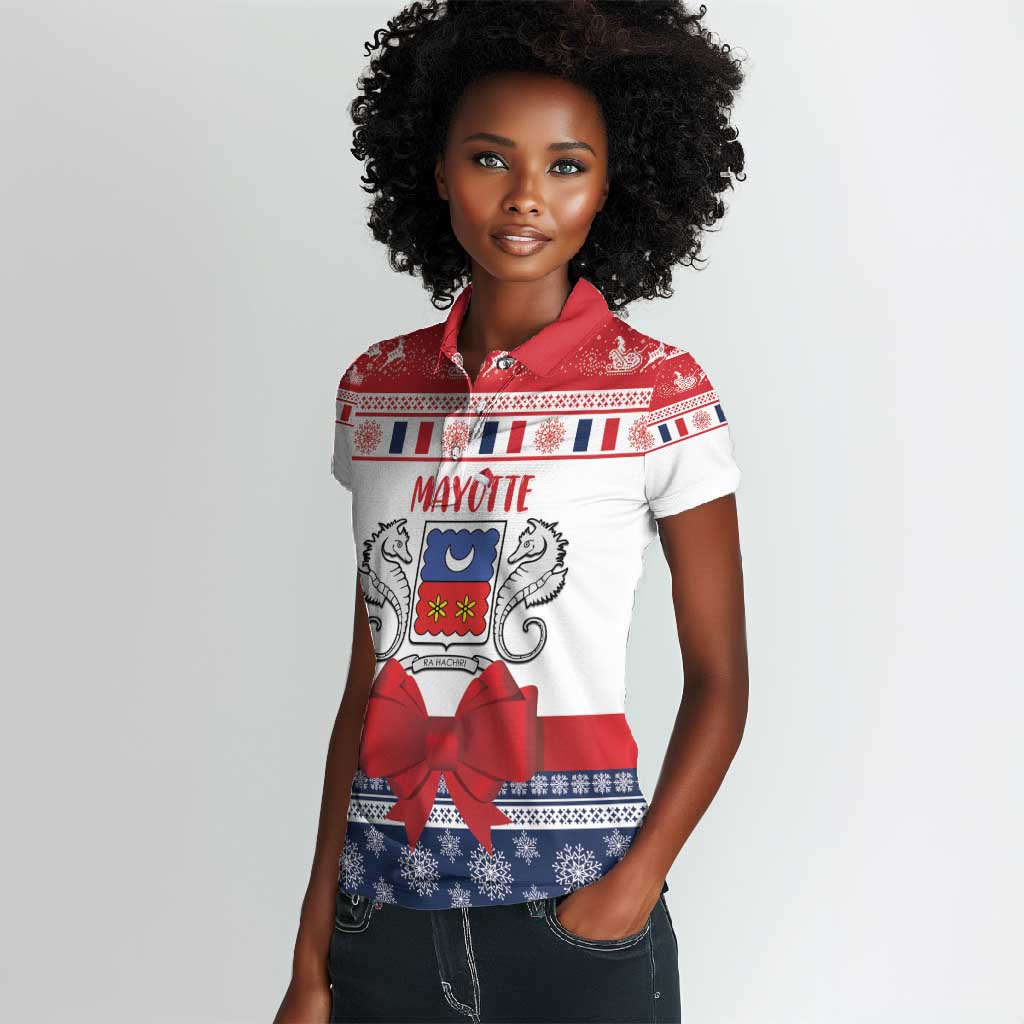 Afro Christmas in Mayotte Personalized Women Polo Shirt Joyeux Noel - African Pride