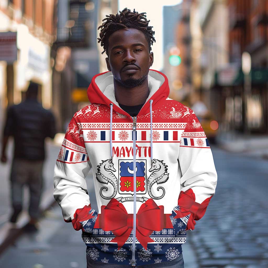 Afro Christmas in Mayotte Personalized Zip Hoodie Joyeux Noel - African Pride