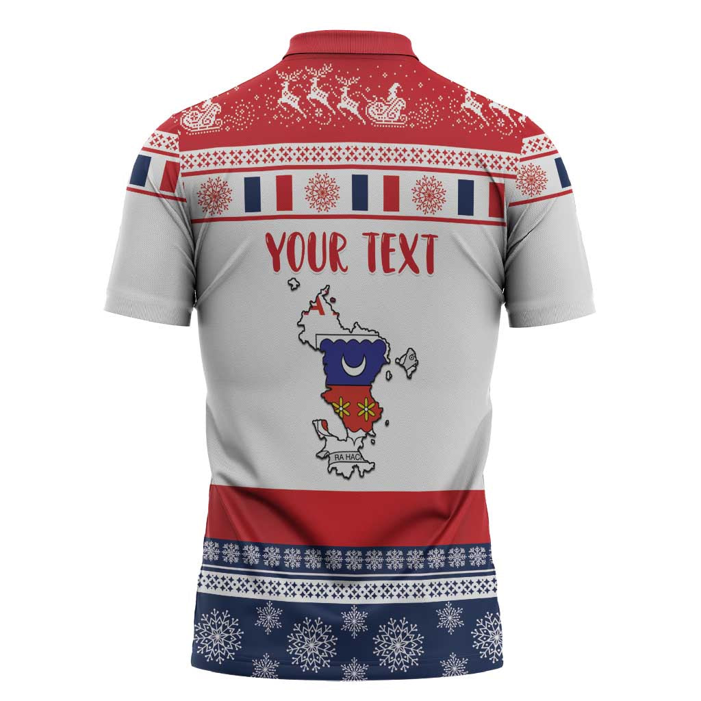 Personalized Mayotte Christmas Zipper Polo Shirt Joyeux Noel