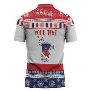 Personalized Mayotte Christmas Zipper Polo Shirt Joyeux Noel