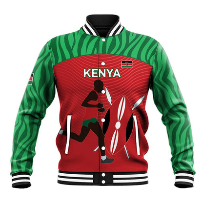 Custom Afro Athletics Kenya Baseball Jacket Kenyan Runner - Maasai Shield