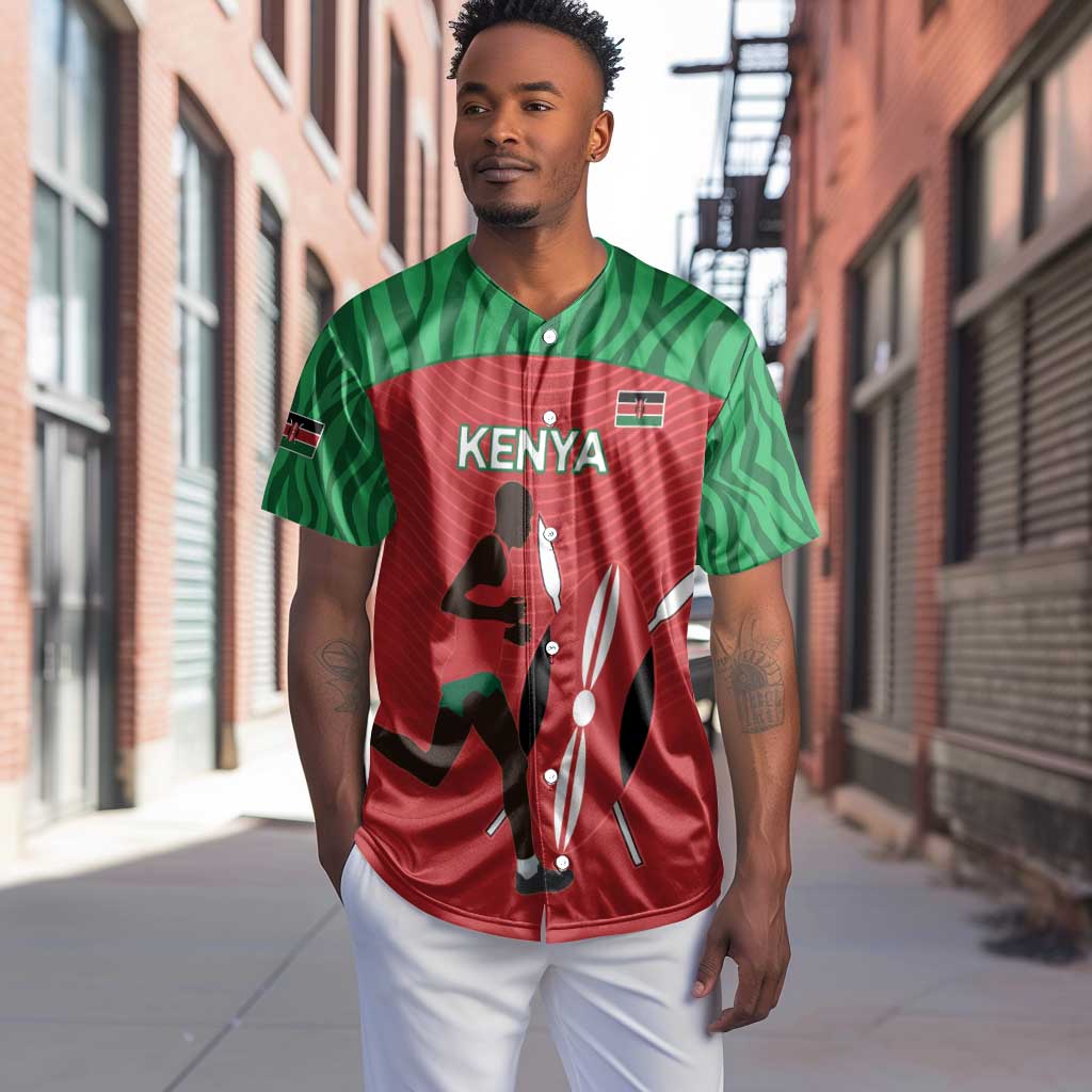Custom Afro Athletics Kenya Baseball Jersey Kenyan Runner - Maasai Shield