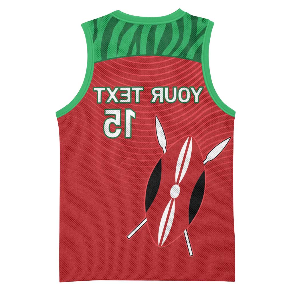 Custom Afro Athletics Kenya Basketball Jersey Kenyan Runner - Maasai Shield - African Pride