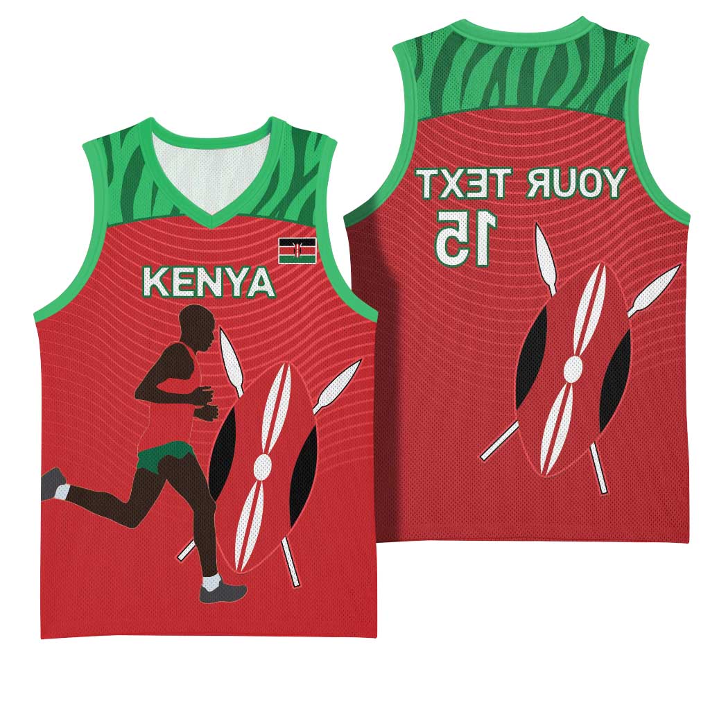 Custom Afro Athletics Kenya Basketball Jersey Kenyan Runner - Maasai Shield - African Pride