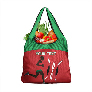 Custom Afro Athletics Kenya Grocery Bag Kenyan Runner - Maasai Shield