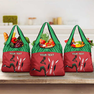 Custom Afro Athletics Kenya Grocery Bag Kenyan Runner - Maasai Shield