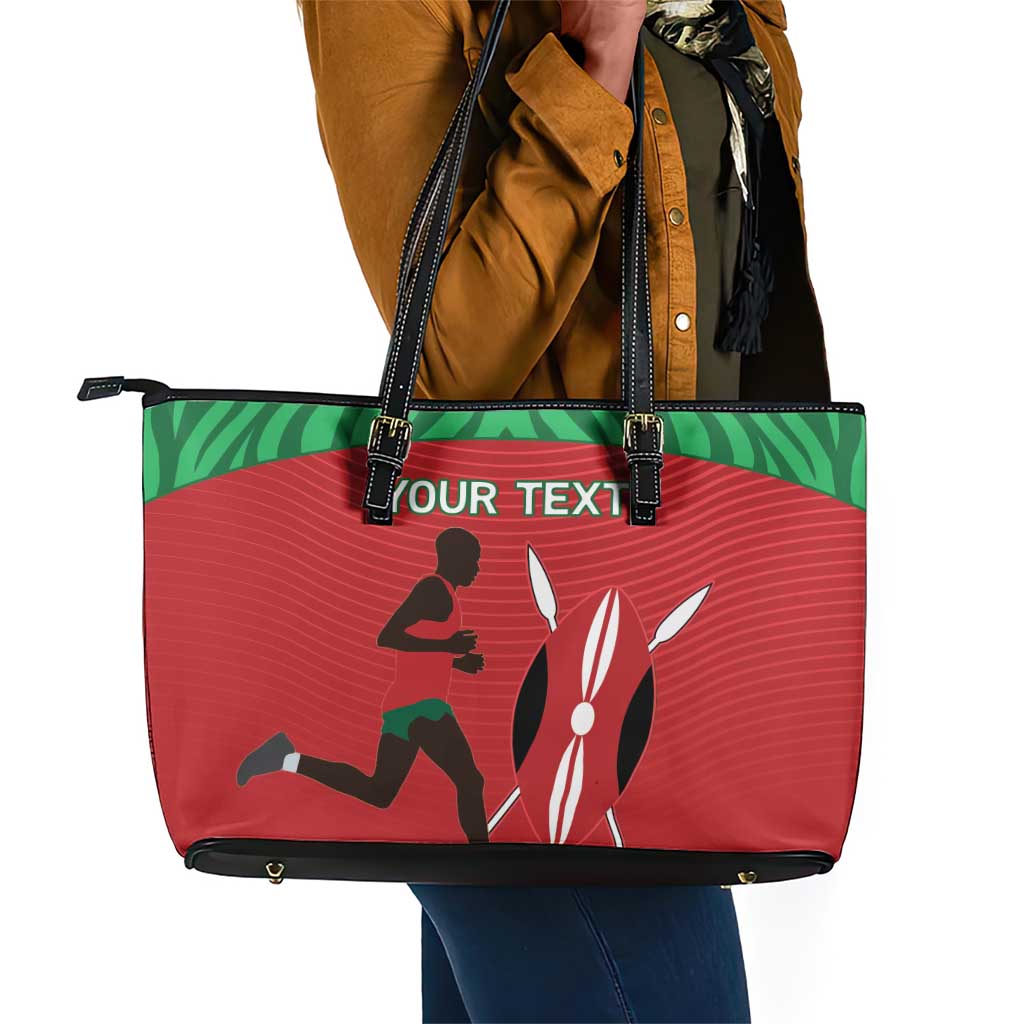 Custom Afro Athletics Kenya Leather Tote Bag Kenyan Runner - Maasai Shield