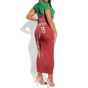 Custom Afro Athletics Kenya Short Sleeve Bodycon Dress Kenyan Runner - Maasai Shield LT15