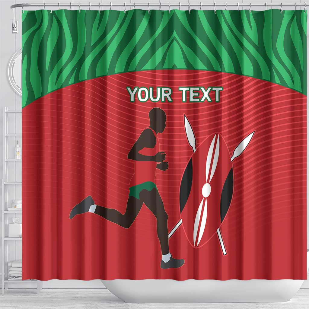 Custom Afro Athletics Kenya Shower Curtain Kenyan Runner - Maasai Shield