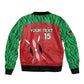 Custom Afro Athletics Kenya Sleeve Zip Bomber Jacket Kenyan Runner - Maasai Shield