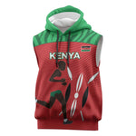 Custom Afro Athletics Kenya Sleeveless Hoodie Kenyan Runner - Maasai Shield - African Pride