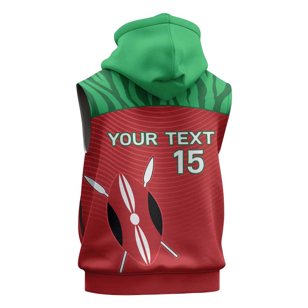 Custom Afro Athletics Kenya Sleeveless Hoodie Kenyan Runner - Maasai Shield - African Pride