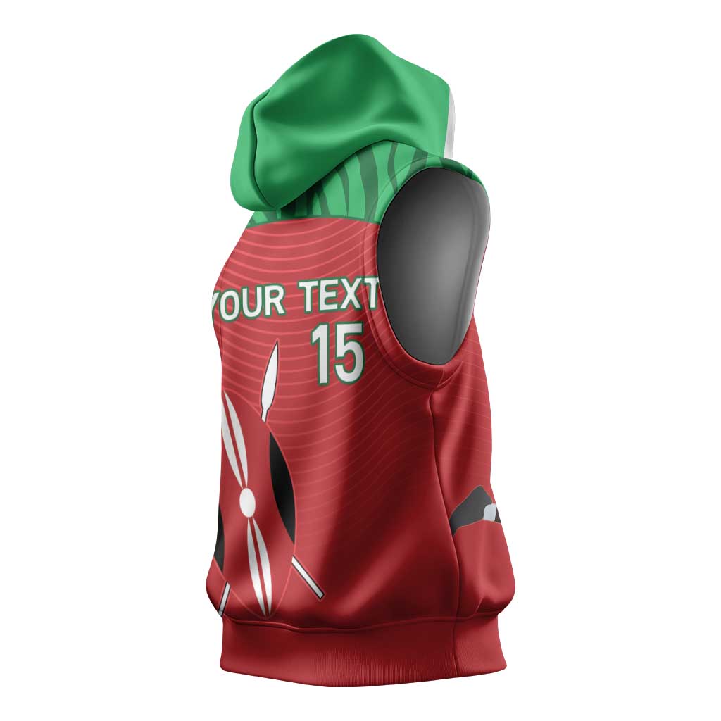 Custom Afro Athletics Kenya Sleeveless Hoodie Kenyan Runner - Maasai Shield - African Pride