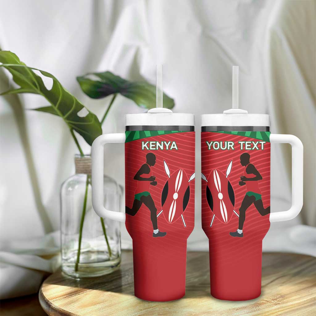Custom Afro Athletics Kenya Tumbler With Handle Kenyan Runner - Maasai Shield
