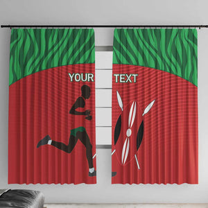 Custom Afro Athletics Kenya Window Curtain Kenyan Runner - Maasai Shield