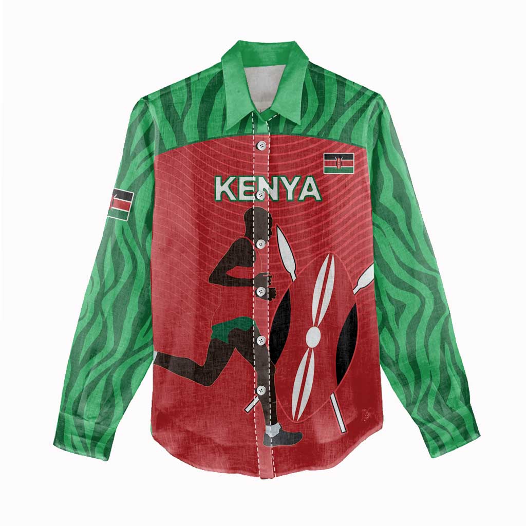 Custom Afro Athletics Kenya Women Casual Shirt Kenyan Runner - Maasai Shield LT15