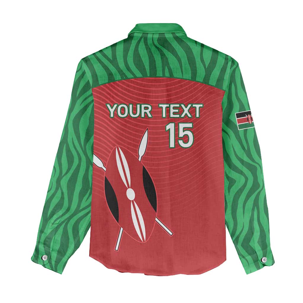 Custom Afro Athletics Kenya Women Casual Shirt Kenyan Runner - Maasai Shield LT15