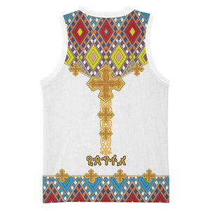 Happy Ethiopian Timkat Basketball Jersey Cross Mix Tilet Pattern - African Pride