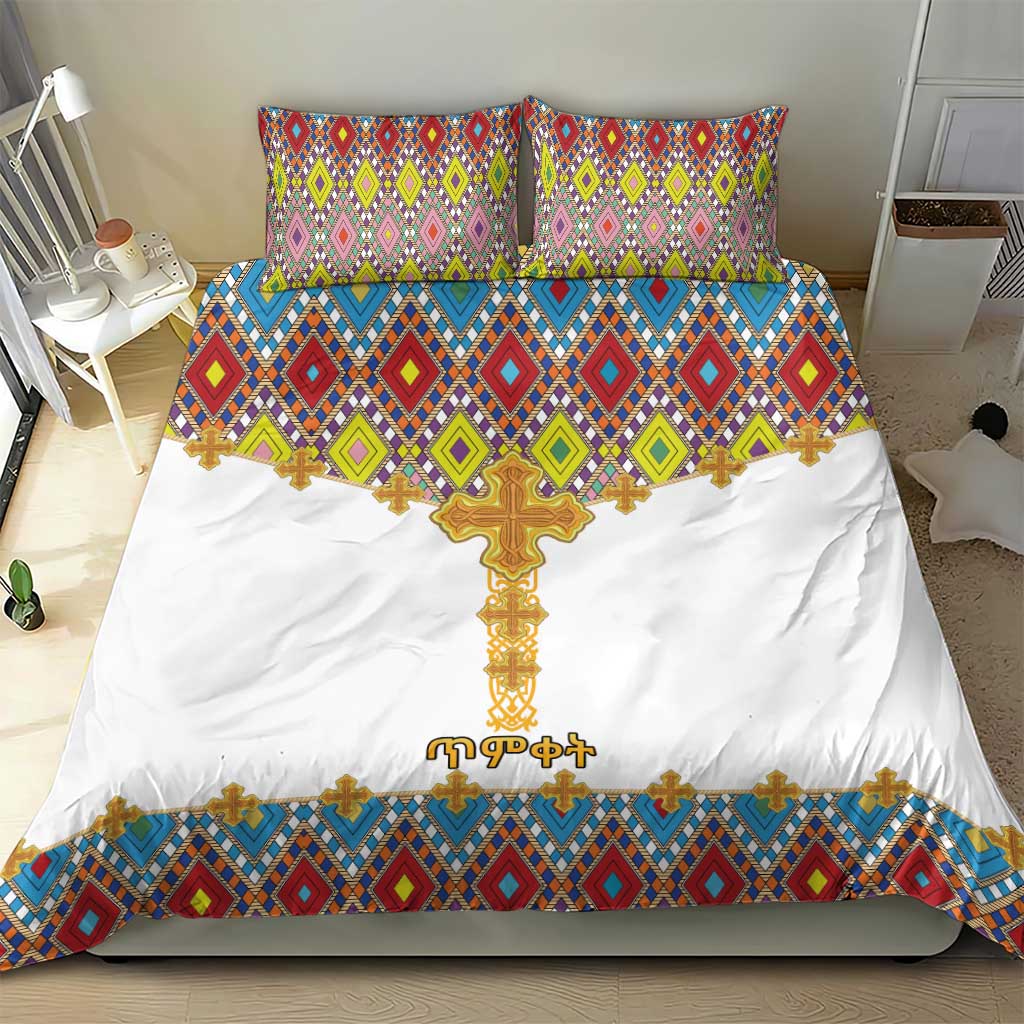 Happy Ethiopian Timkat Bedding Set Cross Mix Tilet Pattern