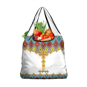 Happy Ethiopian Timkat Grocery Bag Cross Mix Tilet Pattern